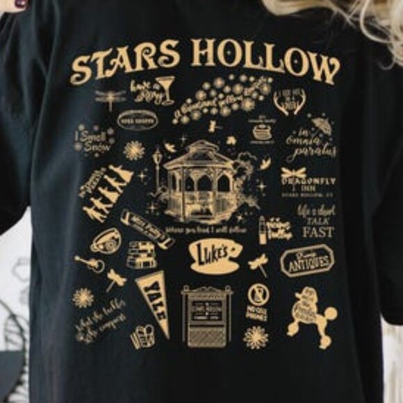 Stars Hollow Shirt , Back and Front Stars Hollow Adult Shirt, Lukes Diner Tee - Picture 3 of 6